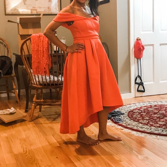 COPY - Coral ASOS SZ 2 Off the Shoulder Midi Dress - Picture 6 of 6